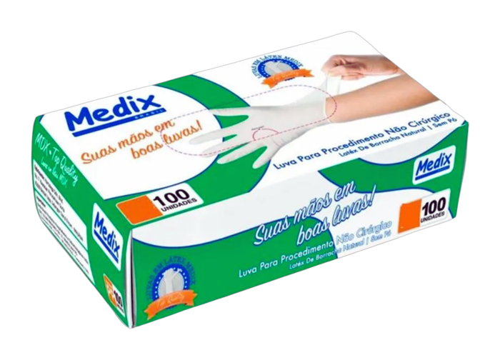 Luva de Látex Sem Pó Medix C/100 Und