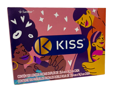 Lenço de Papel Kiss Caixa C/100 Folhas