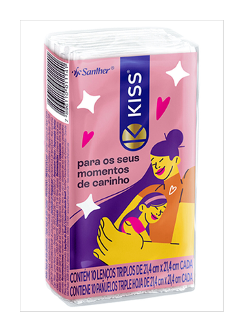 Lenço de Papel Kiss Embalagem C/10 Folhas