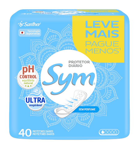 Absorvente Protetor Diário Sym Sem Perfume Pacote C/40 Und