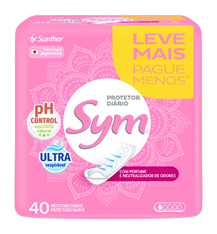 Absorvente Protetor Diário Sym Com Perfume Pacote C/40 Und