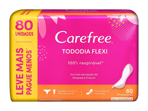 Absorvente Protetor Diário Carefree S/ Perfume Pacote C/80 Und