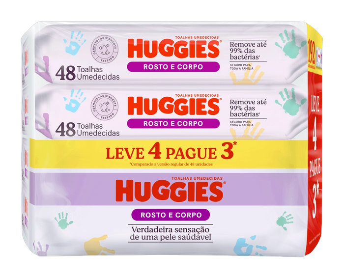 Toalha Umedecida Huggies Rosto e Corpo LV+PG-
