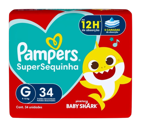Fralda Pampers SuperSequinha Baby Shark
