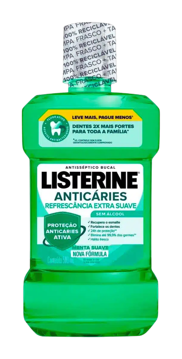 Enxaguante Bucal Listerine Anticáries Menta Suave S/Álcool 500m