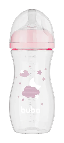 Mamadeira Buba Easy Flow Rosa +4m 330ml