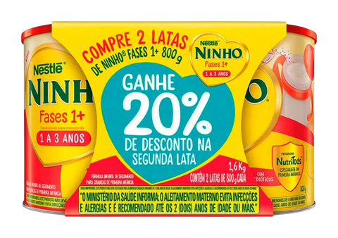 Composto Lácteo Nestlé Ninho Fases 1+ 800g pack 2 latas
