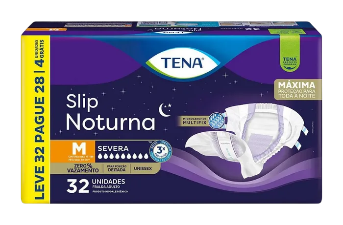 Fralda Tena Slip Noturna Leve 32 Pague 28