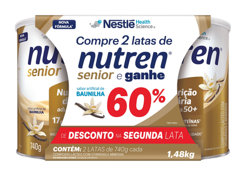 Suplemento Nestlé Nutren Senior Baunilha Pack C/2 Latas de 740gr