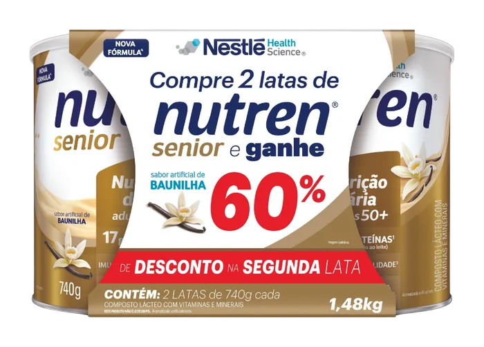 Suplemento Nestlé Nutren Senior Baunilha Pack C/2 Latas de 740gr