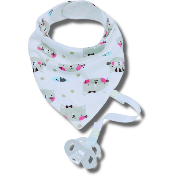 Bandana Baby Gatinha Buba com Prendedor de Chupeta
