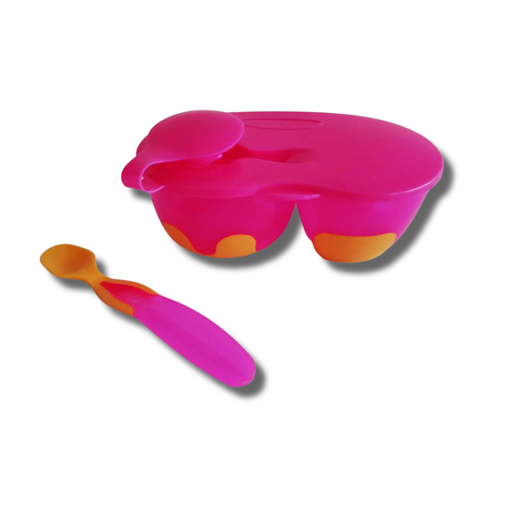 Kit Refeição Buba Rosa com divisória e colher - JN Fraldas