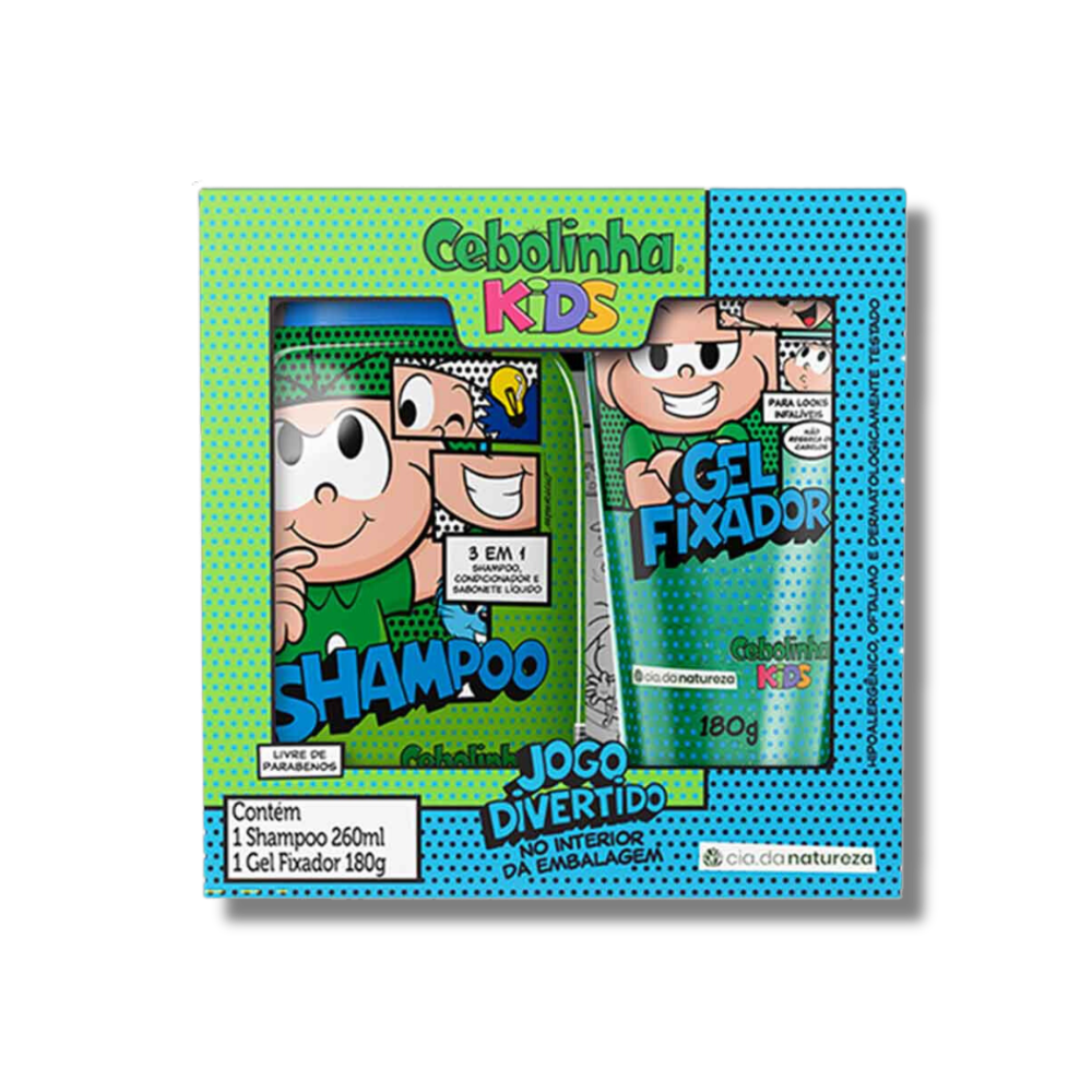 Kit Cebolinha Kids Shampoo 3 em 1+Gel Fixador Cia.da Natureza - JN Fraldas