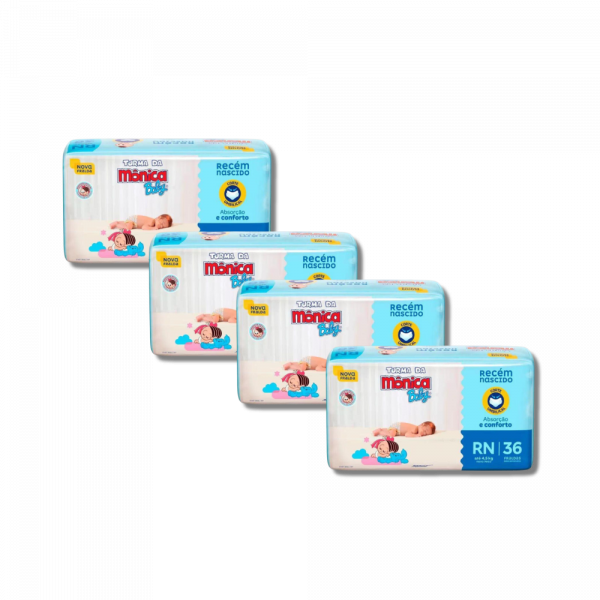 Fralda Turma da Mônica Jumbo RN Fardo com 4 Pacotes