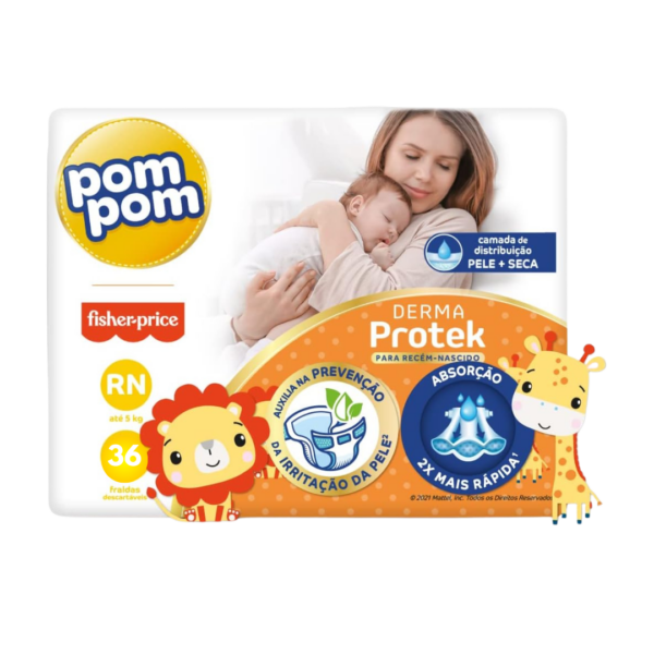 Fralda Pompom Derma Protek RN Pacote C/36 Unidades