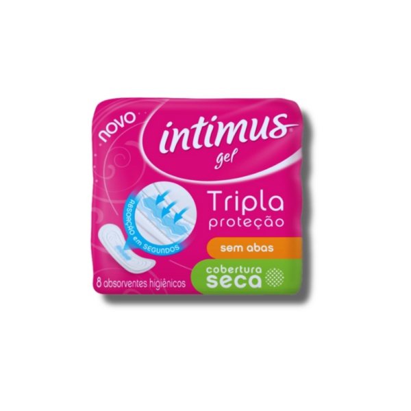 Absorvente Intimus Gel Tripla Proteção Seca sem abas Pacote com 8 Unidades
