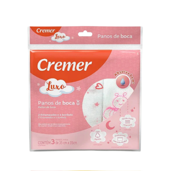 Pano de Boca Luxo Menina com 3 Unidades Cremer