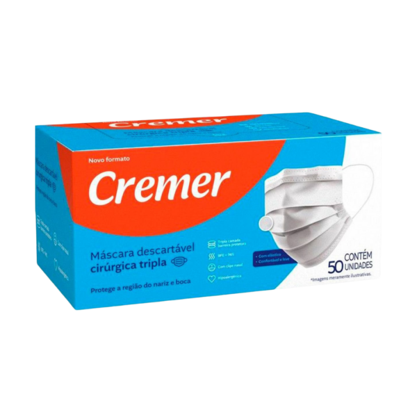 Máscara Descartável Tripla Cremer Caixa C/50 Und