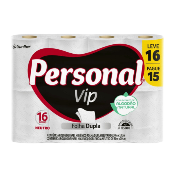 Papel Higiênico Personal Vip Folha Dupla LV 16 PG 15