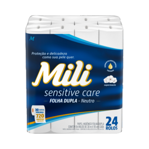 Papel Higiênico Mili Sensitive Care Folha Dupla C/24 Rolos