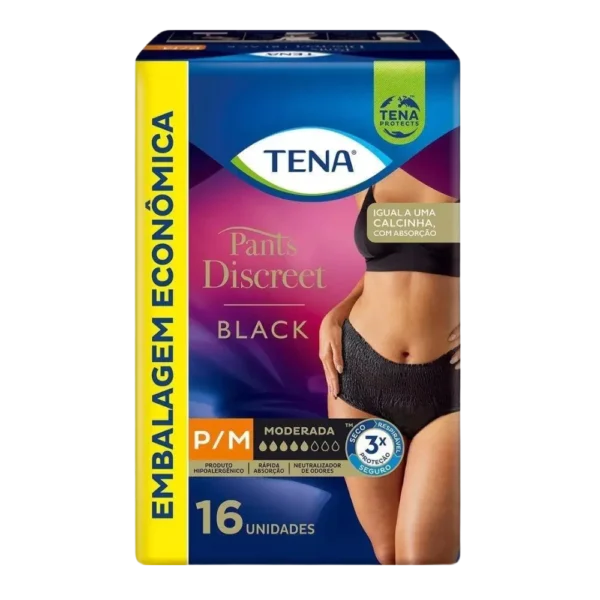 Roupa Íntima Tena Pants Discreet Black  C/16 Unidades
