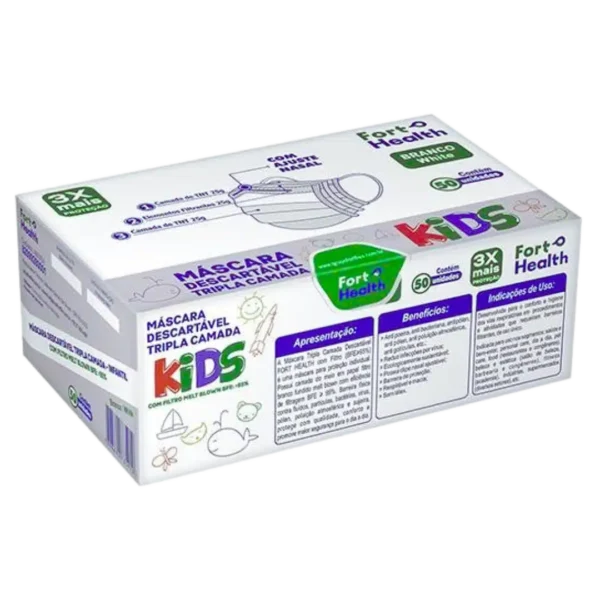 Mascara Descartável Kids Fort Health - Caixa C/50 Und