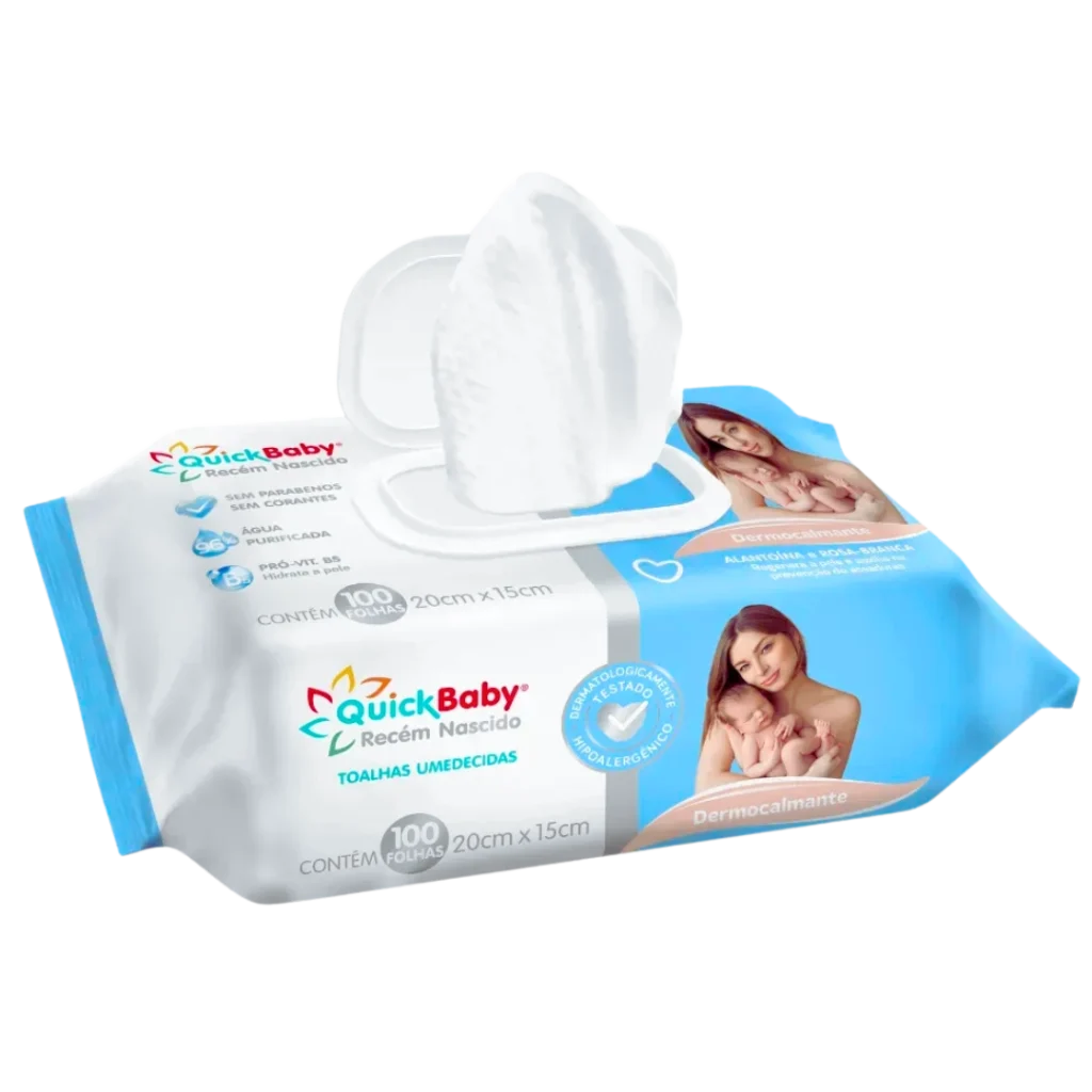 Toalha Umedecida Quick Baby Recém Nacido C/100 Und