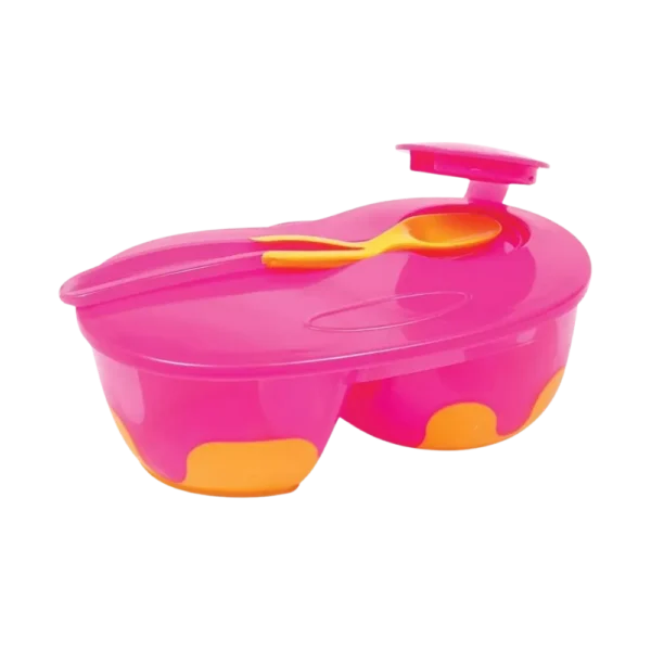 Kit Refeição Buba Rosa com divisória e colher