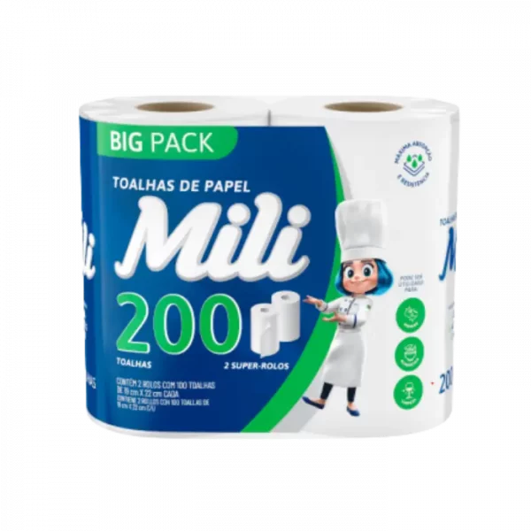 Toalha de Papel Big Pack Mili Pacote C/2 Rolos de 100 folhas