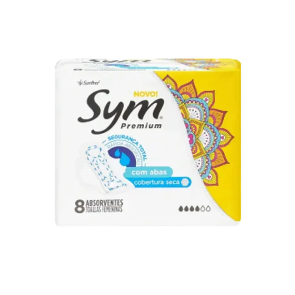 Absorvente Sym Premium Seca Com Abas Pacote Com 8 Unidades