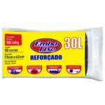 Saco de Lixo 50L Preto Reforçado Embalixo Pacote C/30 Unidades