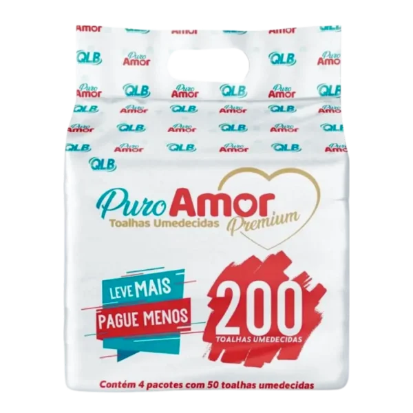 Toalha Umedecida Puro Amor Premium C/4 Pacotes