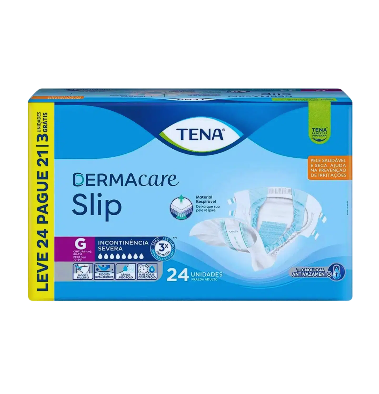 Design sem nome (1) Fralda Tena Slip Dermacare Pacote C/ 24 Unidades - Imagem 1