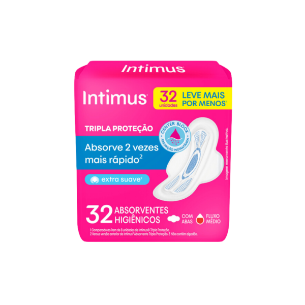 Absorvente Intimus Tripla Proteção Suave C/Abas Pacote C/32 Unidades