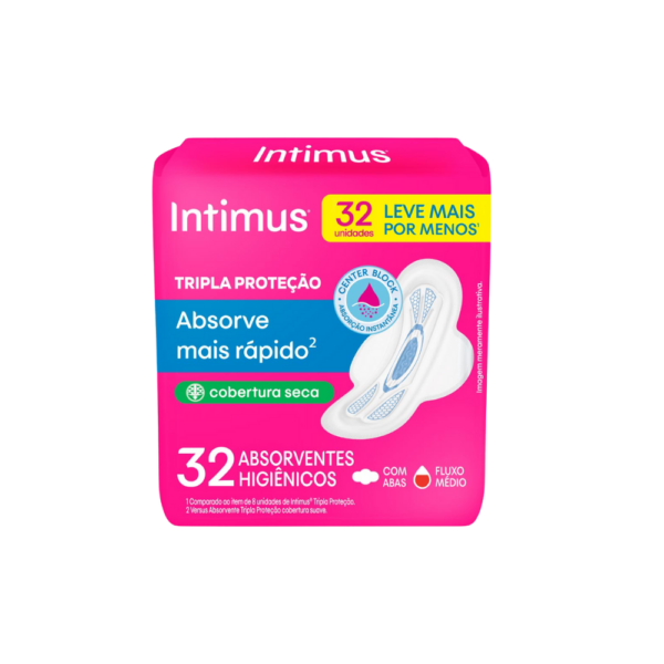 Absorvente Intimus Tripla Proteção Seca C/Abas Pacote C/32 Unidades