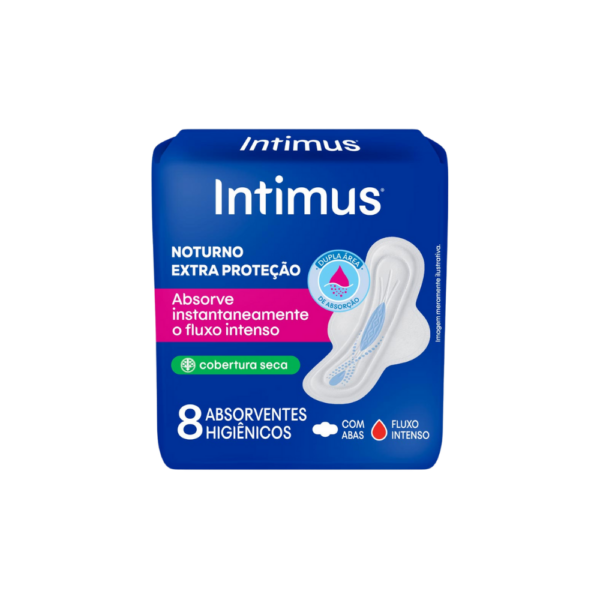Absorvente Intimus Noturno Seca C/Abas Pacote c/8 Unidades