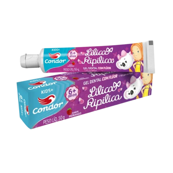 Creme Dental Infantil Condor Lilica Ripilica Sabor Morango 50g