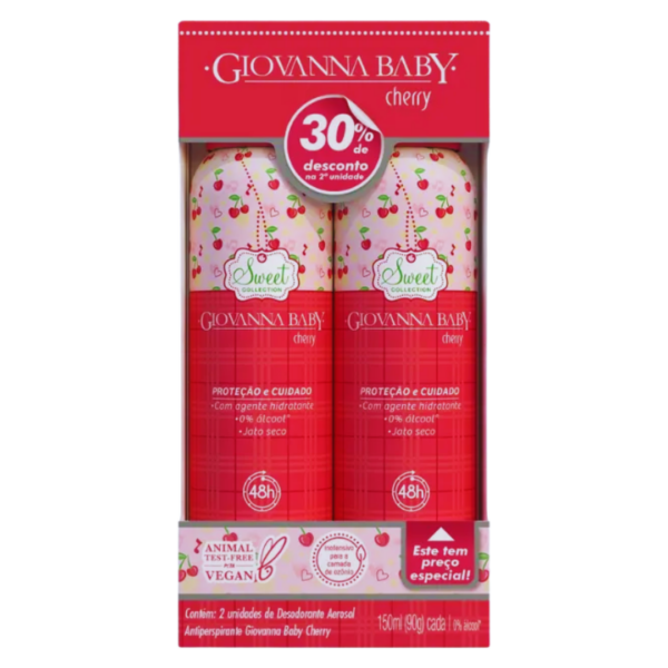 Kit Desodorante Giovanna Baby Cherry Aerosol C/ 2 Unidades