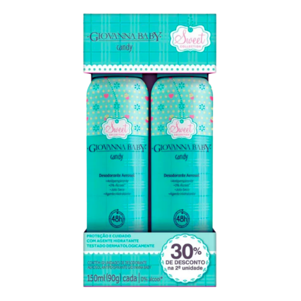 Kit Desodorante Giovanna Baby Candy Aerosol C/ 2 Unidades