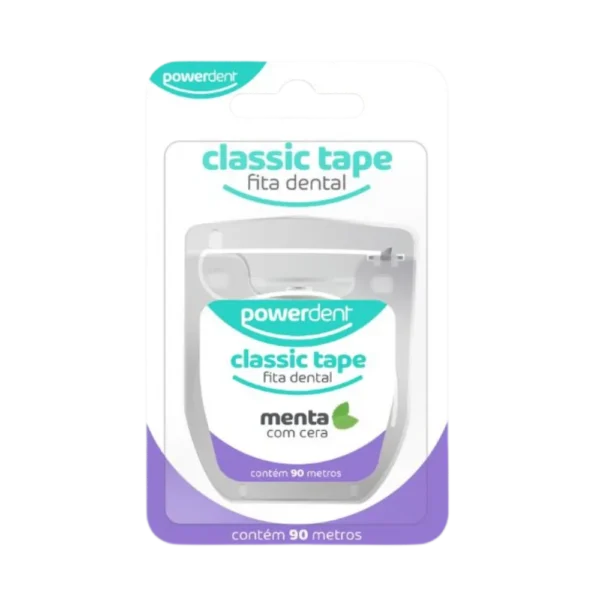 Fio Dental Powerdent Classic Tape Menta com Cera 90m