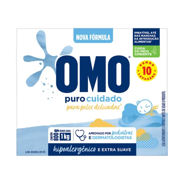 Lava Roupas em Pó Omo Puro Cuidado 800g
