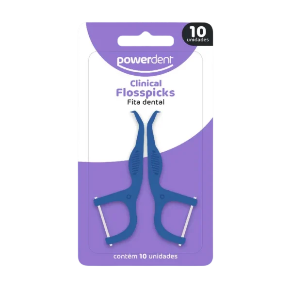 Fio Dental com Cabo Clinical Flosspicks Powerdent C/ 10 Unidades