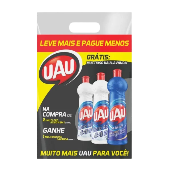 Kit Multiuso Cloro Ativo Uau + Multiuso Lavanda C/ 3 Unidades