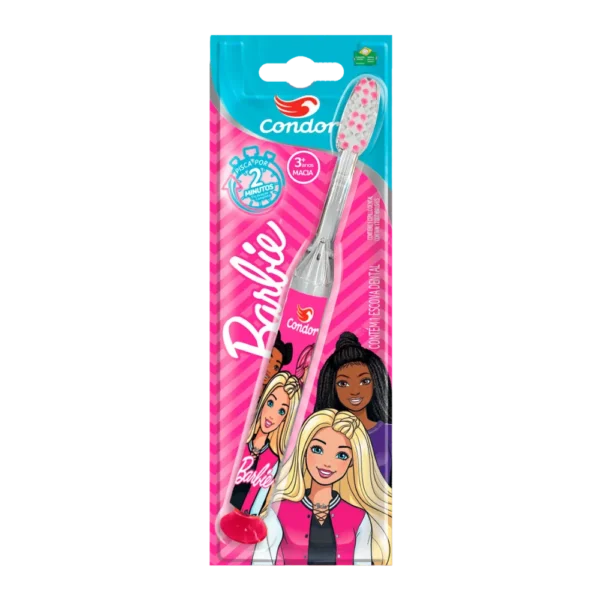 Escova Dental Infantil Condor Barbie Com Luz de Led e Ventosa