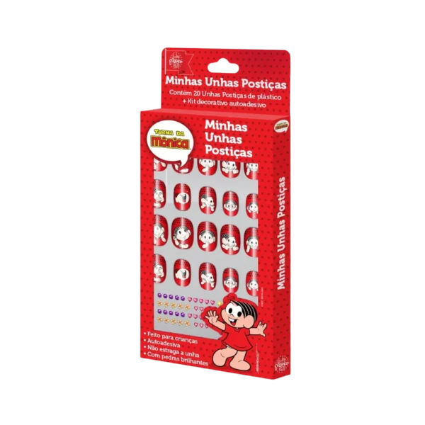 Unhas Postiças Infantil Turma da Mônica Autoadesivas Mônica