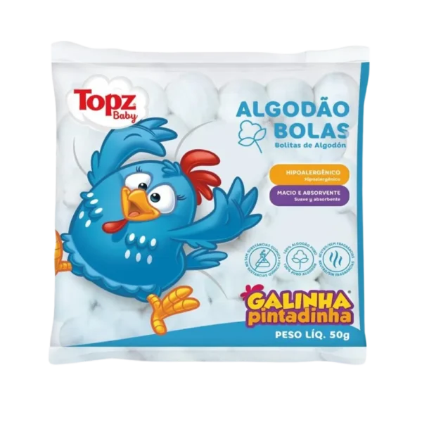 Algodão Bolas Topz Baby Galinha Pintadinha 50g