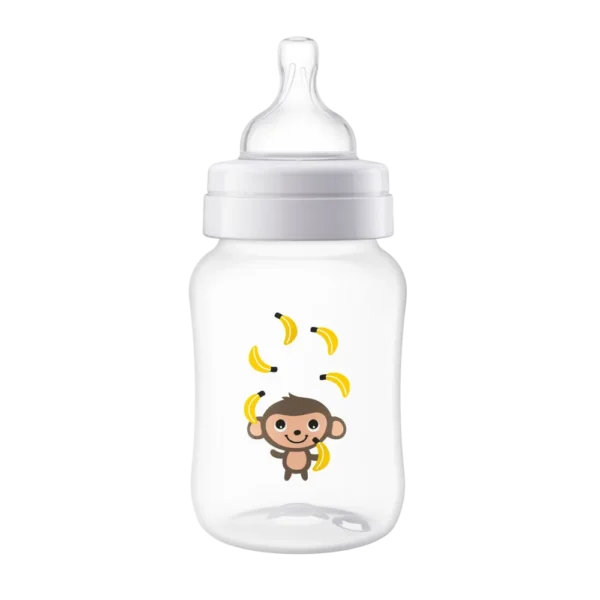 Mamadeira Philips Avent Anticólica Transparente Macaquinho 1+ Meses 260ml