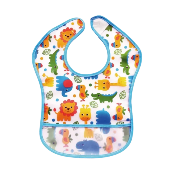 Babador com Pega Migalhas Buba Safari Azul +3 Meses