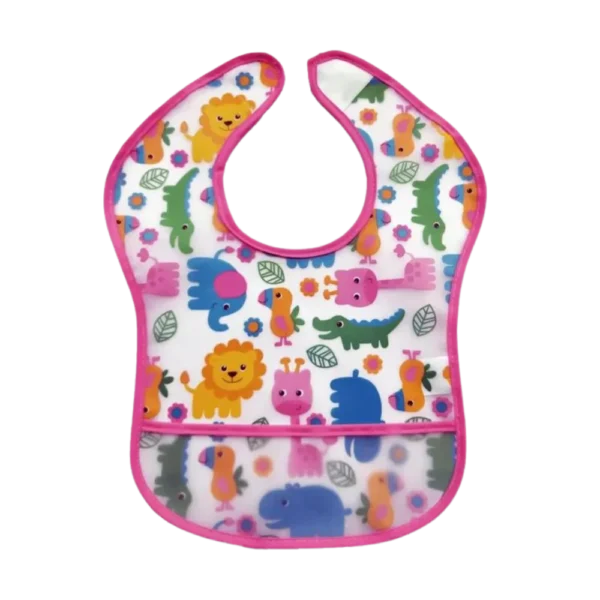Babador com Pega Migalhas Buba Safari Rosa +3 Meses