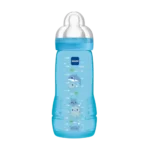 Mamadeira Mam Fashion Bottle Azul 330ml Fluxo Rápido 4M+